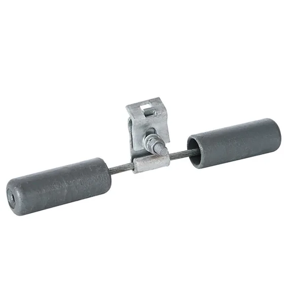 Stockbridge vibration damper for overhead line conductors